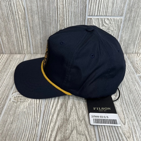 FILSON Men's Rope Trucker Navy Blue Anchor Nautical Patch Snapback Hat Cap NEW - Picture 2 of 7